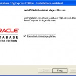 Oracle XE install finished